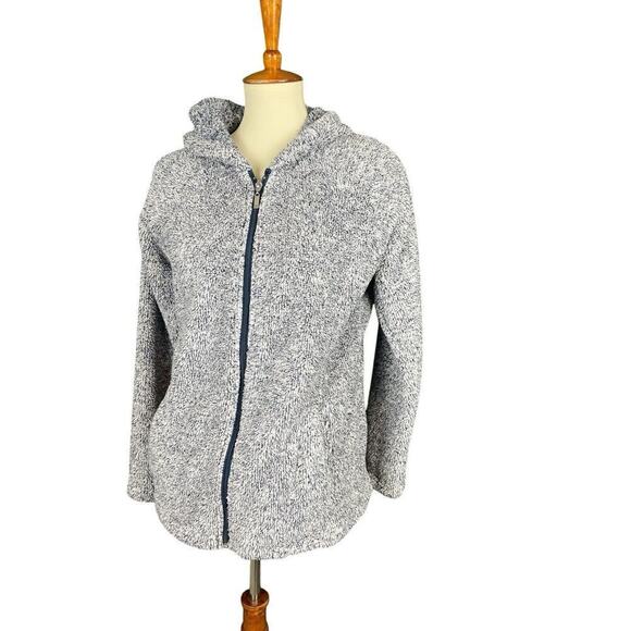 Jason Maxwell Blue and White Faux Fur Zip Up Hoodie with Pockets Women Size L - Picture 6 of 9